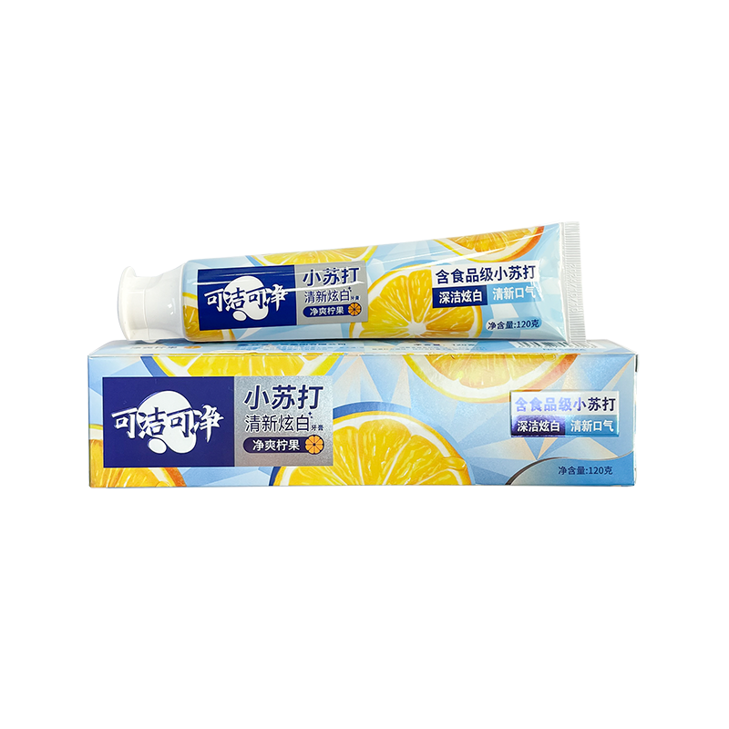 清新炫白净爽柠果小苏打成人牙膏